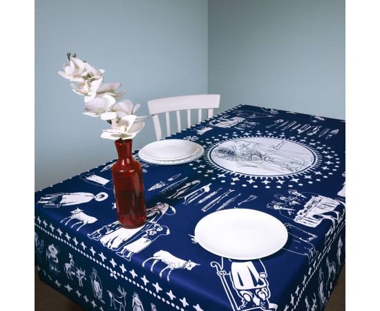 Tablecloth - Pirosmani - Blue - Polyester, ზომა: 140 x 140 სმ, Material: Polyester
