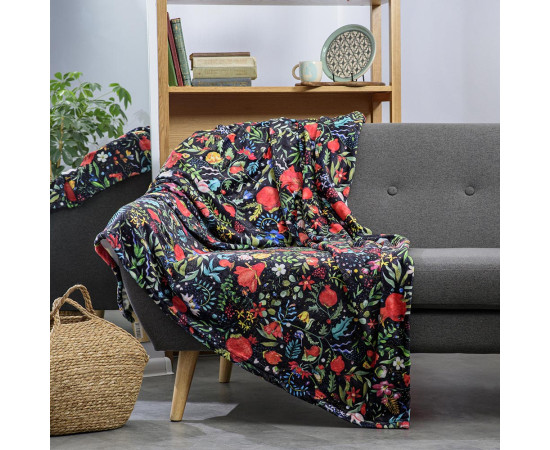 Blanket - Pomegranates garden - Black