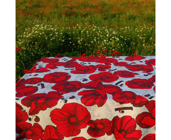 Tablecloth - Poppy - White, ზომა: 140 x 140 სმ, Material: Polyester