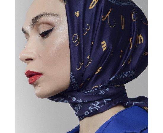 Silk Scarf - Borjghalo - Purple, Scarf size: 89 x 89 cm