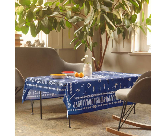 Tablecloth - Alphabet - Blue, Material: Polyester