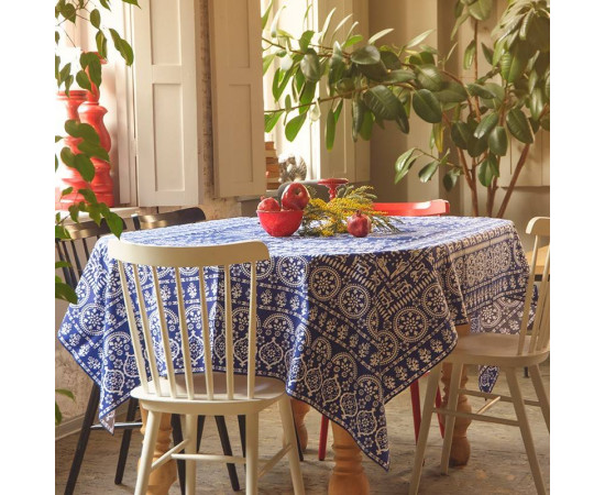 Tablecloth - Akhvlediani - Blue, ზომა: 210 x 140 სმ, Material: Cotton