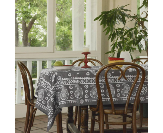Tablecloth - Kala - Grey, ზომა: 210 x 140 სმ, Material: Cotton