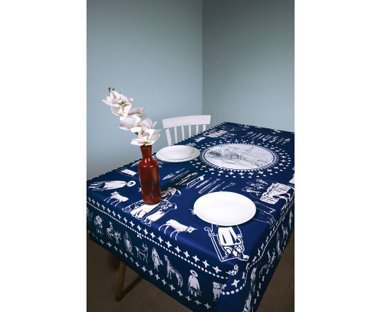 Tablecloth - Pirosmani - Blue - Polyester, ზომა: 210 x 140 სმ, Material: Polyester