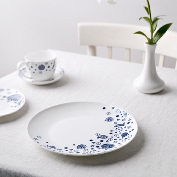 თეფში - ლურჯი სუფრა - ფაიფური - მრგვალი - 25სმ - BlueTabla