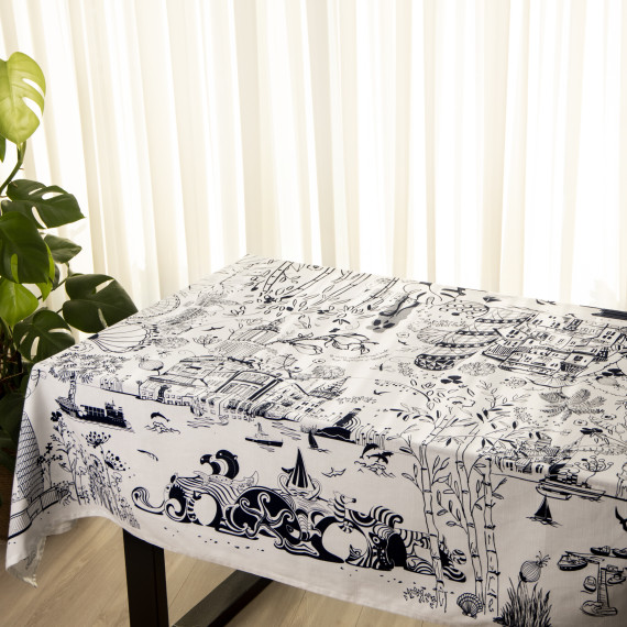 Tablecloth - Batumi - White - Polyester, ზომა: 210 x 140 სმ, Material: Polyester, 6 image Tablecloth - Batumi - White - Polyester, ზომა: 210 x 140 სმ, Material: Polyester, 6 image