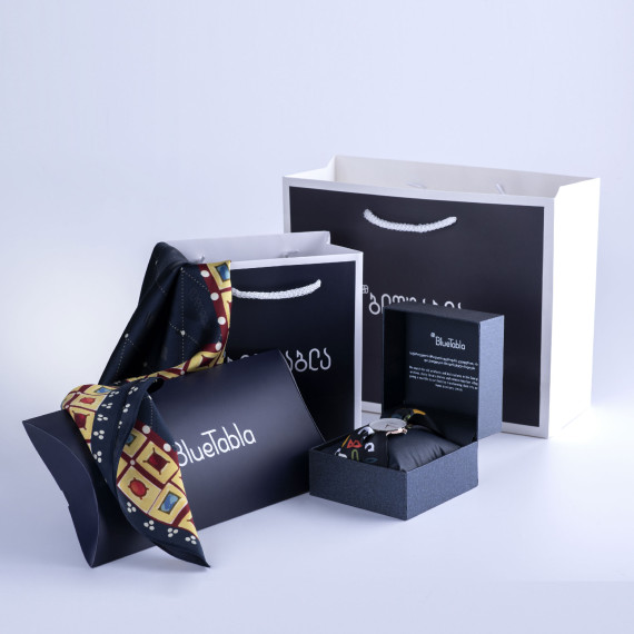 Silk Scarf - Tamar - BlueTabla, Scarf size: 65 x 65 cm, 4 image