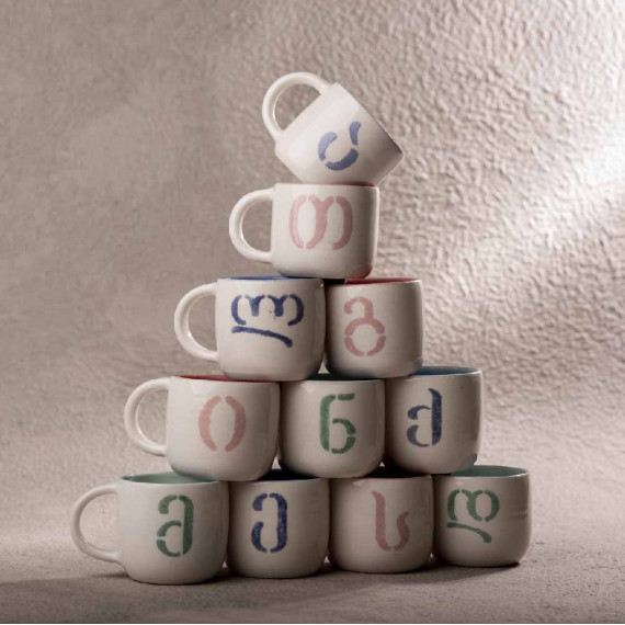 Handmade Mug - Alphabet, bluetabla: ა, 2 image