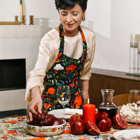 Apron - Pomegranates garden - Black