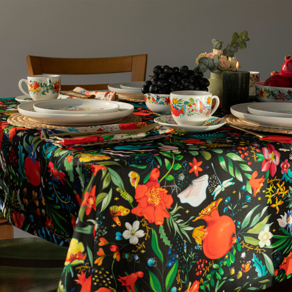 Tablecloth - Pomegranates Garden - Black, Material: Polyester, Size: 330x140, 7 image