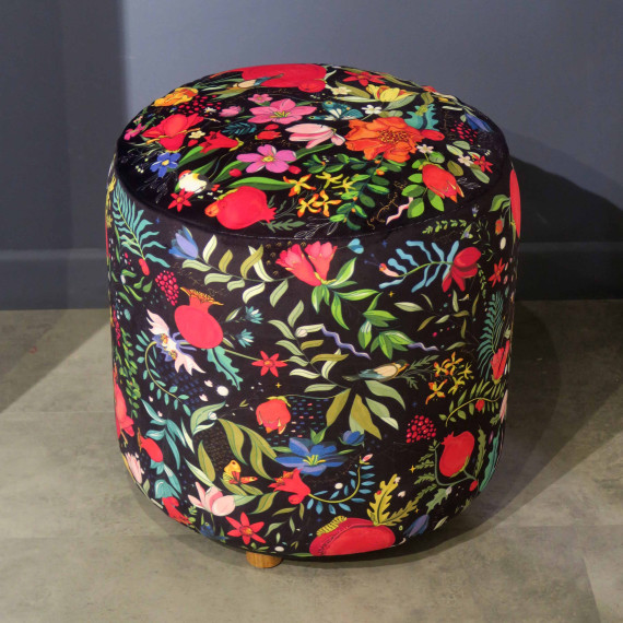 Pouf - Pomegranates garden - Black, 3 image