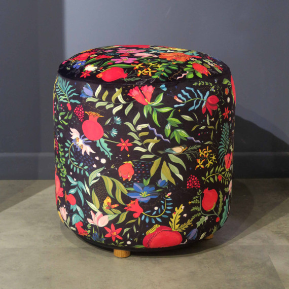 Pouf - Pomegranates garden - Black
