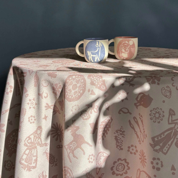 Tablecloth - Qimerioni - Pink, ზომა: 140 x 140 სმ, Material: Polyester, 3 image Tablecloth - Qimerioni - Pink, ზომა: 140 x 140 სმ, Material: Polyester, 3 image