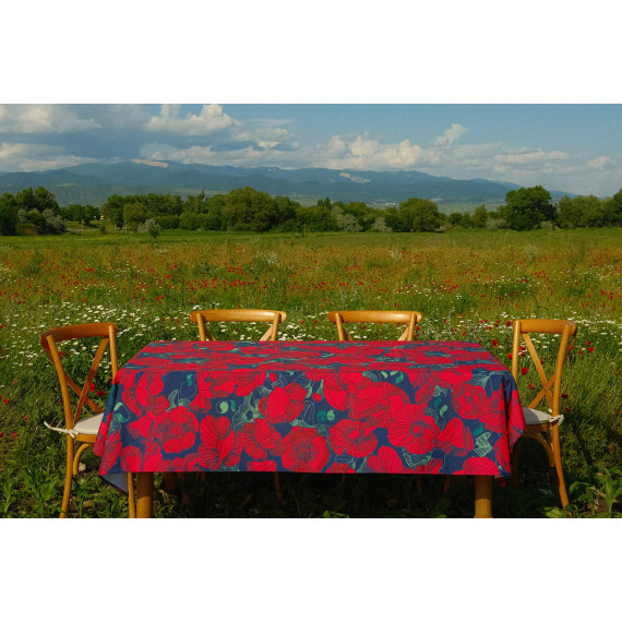 Tablecloth - Poppy - Black, ზომა: 140 x 140 სმ, Material: Polyester, 6 image Tablecloth - Poppy - Black, ზომა: 140 x 140 სმ, Material: Polyester, 6 image