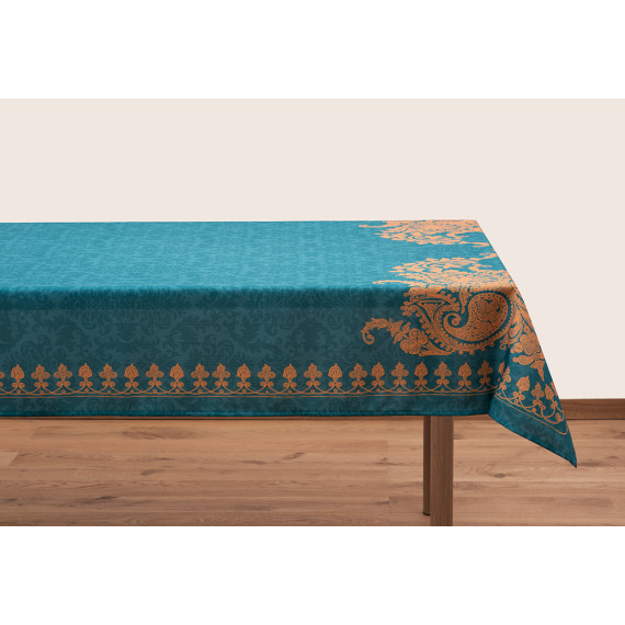 სუფრა - ბაგრატიონი - ფირუზისფერი, ზომა: 140 x 140 სმ, აირჩიეთ მასალა: პოლიესტერი, 4 სურათი სუფრა - ბაგრატიონი - ფირუზისფერი, ზომა: 140 x 140 სმ, აირჩიეთ მასალა: პოლიესტერი, 4 სურათი