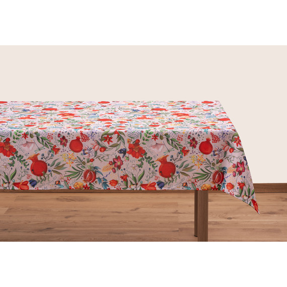 სუფრა - ბროწეულების ბაღი - თეთრი, ზომა: 140 x 140 სმ, აირჩიეთ მასალა: პოლიესტერი, 8 სურათი