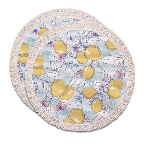 Placemats - Lemon Blue - Round (2X) 	