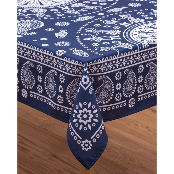 სუფრა - კალა - ლურჯი, ზომა: 140 x 140 სმ, აირჩიეთ მასალა: პოლიესტერი, 6 სურათი სუფრა - კალა - ლურჯი, ზომა: 140 x 140 სმ, აირჩიეთ მასალა: პოლიესტერი, 6 სურათი