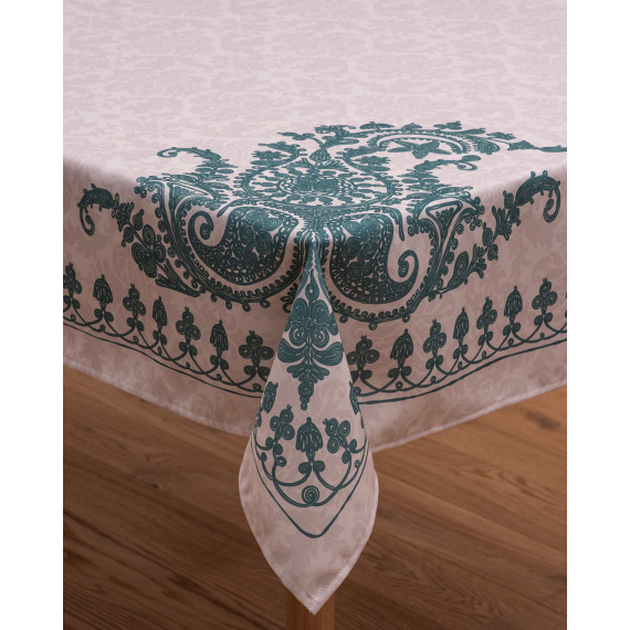 Tablecloth - Bagrationi - Beige/Turquoise - Polyester, ზომა: 140 x 140 სმ, Material: Polyester, 7 image Tablecloth - Bagrationi - Beige/Turquoise - Polyester, ზომა: 140 x 140 სმ, Material: Polyester, 7 image