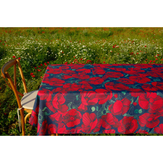 Tablecloth - Poppy - Black, ზომა: 140 x 140 სმ, Material: Polyester, 9 image Tablecloth - Poppy - Black, ზომა: 140 x 140 სმ, Material: Polyester, 9 image