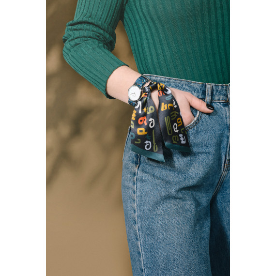 წვრილი შარფი - ანბანი - 51x5სმ - მწვანე, 2 სურათი