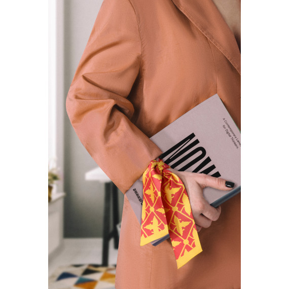 წვრილი შარფი - მარიამ-მართა - 51x5სმ - წითელი, 2 სურათი