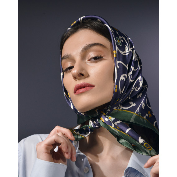 აბრეშუმის შარფი - ქეთევანი - ლურჯი, 4 სურათი