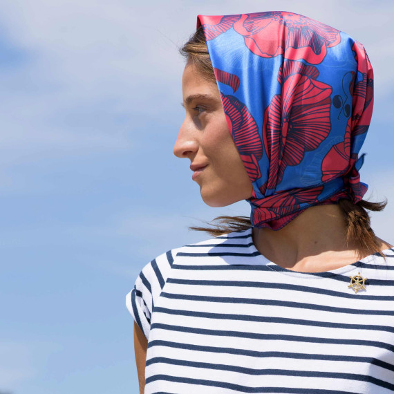 შარფი - ყაყაჩო - ლურჯი, 4 სურათი