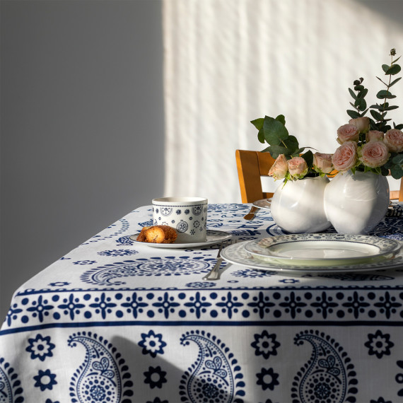 Tablecloth - Kala - White, ზომა: 140 x 140 სმ, Material: Polyester, 2 image Tablecloth - Kala - White, ზომა: 140 x 140 სმ, Material: Polyester, 2 image