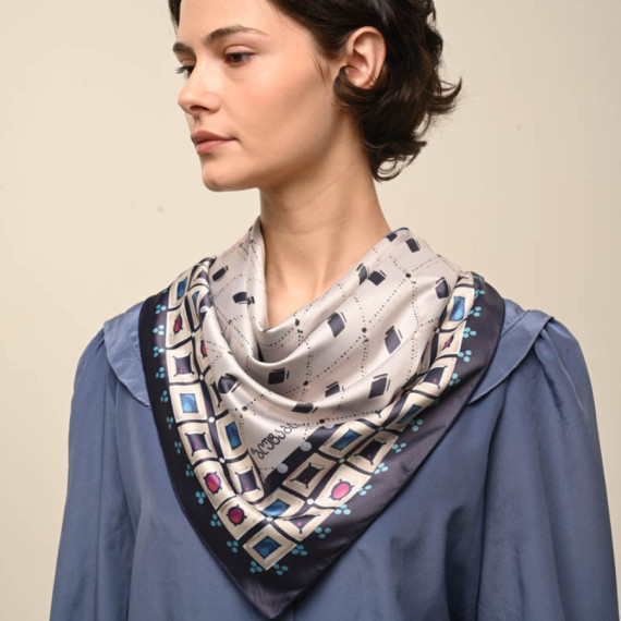 Silk Scarf - Tamar - Grey, 2 image