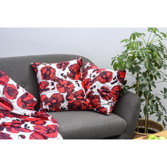 ბალიში - ყაყაჩო - თეთრი, შიგთავსი: მხოლოდ ბალიშის პირი, 3 სურათი ბალიში - ყაყაჩო - თეთრი, შიგთავსი: მხოლოდ ბალიშის პირი, 3 სურათი