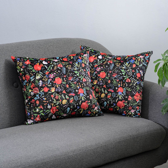 Pillow Pomegranates garden - Black, Content : Pillow case, 3 image
