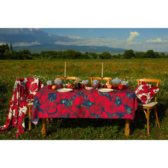 Tablecloth - Poppy - Black, ზომა: 140 x 140 სმ, Material: Polyester, 3 image Tablecloth - Poppy - Black, ზომა: 140 x 140 სმ, Material: Polyester, 3 image