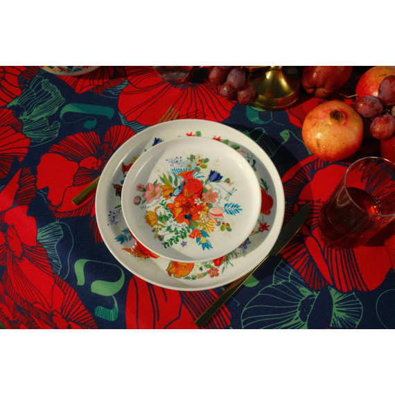 Tablecloth - Poppy - Black, ზომა: 140 x 140 სმ, Material: Polyester, 5 image Tablecloth - Poppy - Black, ზომა: 140 x 140 სმ, Material: Polyester, 5 image