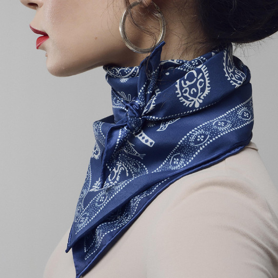 Silk Scarf - Meidani - 65x65 cm - Blue - BlueTabla