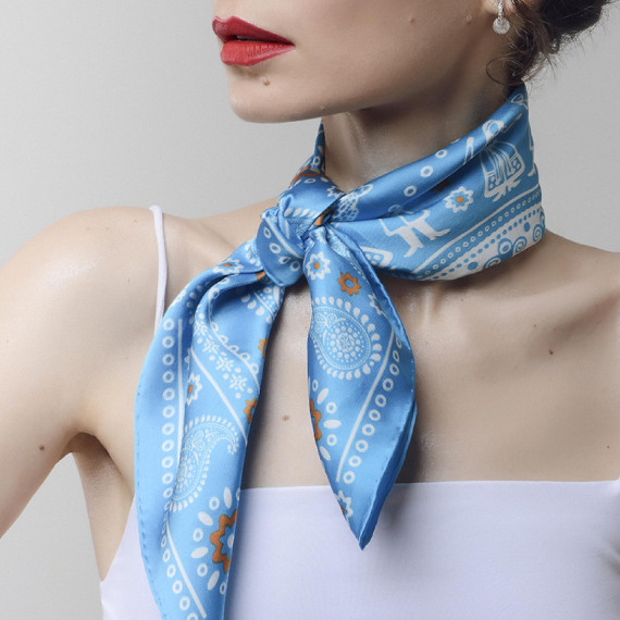Silk Scarf - Kala - Baby Blue, 2 image Silk Scarf - Kala - Baby Blue, 2 image