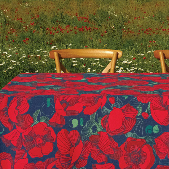 Tablecloth - Poppy - Black, ზომა: 140 x 140 სმ, Material: Polyester, 2 image Tablecloth - Poppy - Black, ზომა: 140 x 140 სმ, Material: Polyester, 2 image