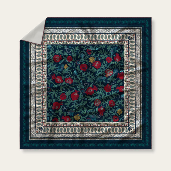 Silk Scarf - Pomegranate - Blue