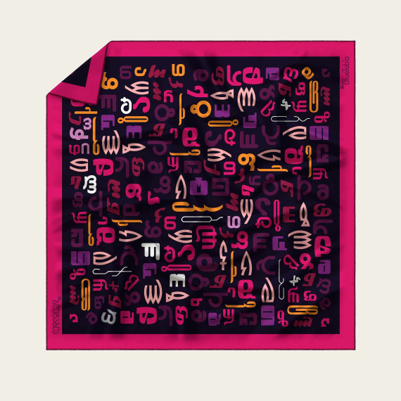 Silk Scarf - Gan, Scarf size: 89 x 89 cm