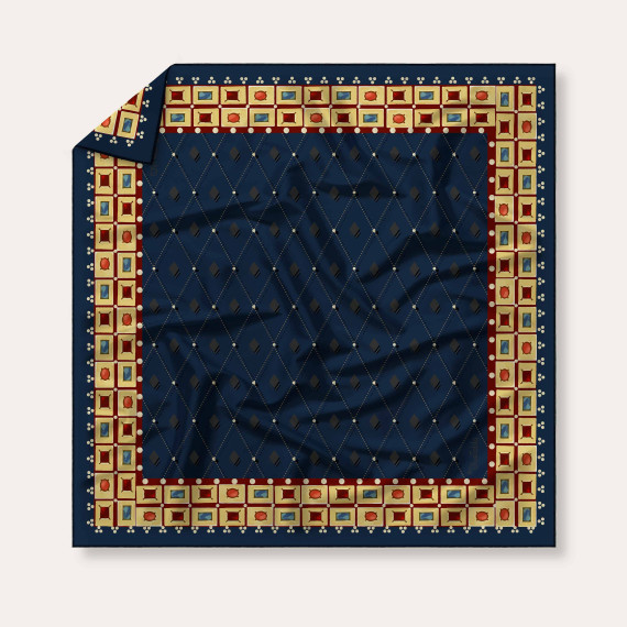 Silk Scarf - Tamar - BlueTabla, Scarf size: 65 x 65 cm