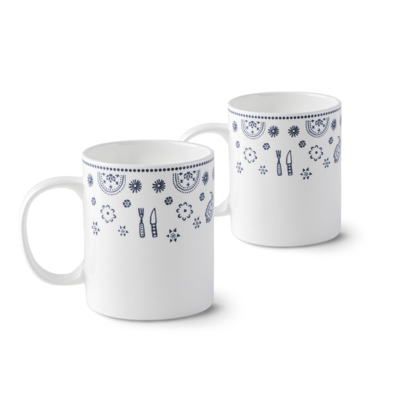 Mug (2 pcs) - Indigo - Porcelain - 10cm