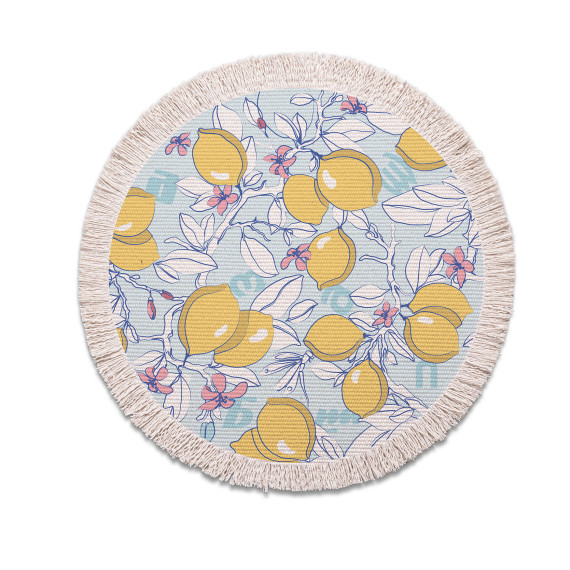 Placemats - Lemon Blue - Round 2X 	