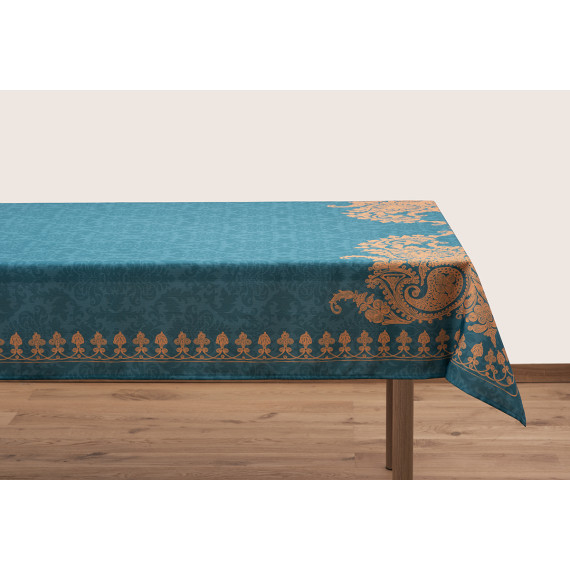 სუფრა - ბაგრატიონი - ფირუზისფერი, ზომა: 280 x 140 სმ, აირჩიეთ მასალა: პოლიესტერი