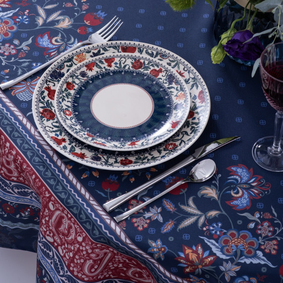 Tablecloth - 33 - Blue/Red, Size: 210x140, მასალა: პოლიესტერი, 2 image