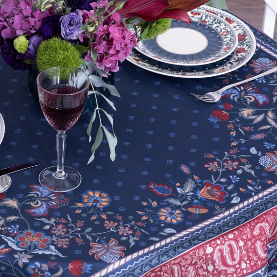 Tablecloth - 33 - Blue/Red, Size: 210x140, მასალა: პოლიესტერი, 3 image