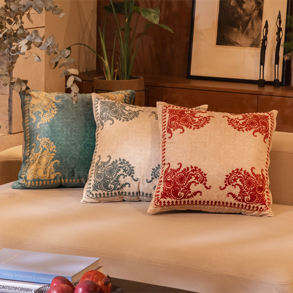 ბალიში - ბაგრატიონი - ბეჟი/ფირუზისფერი, 2 სურათი