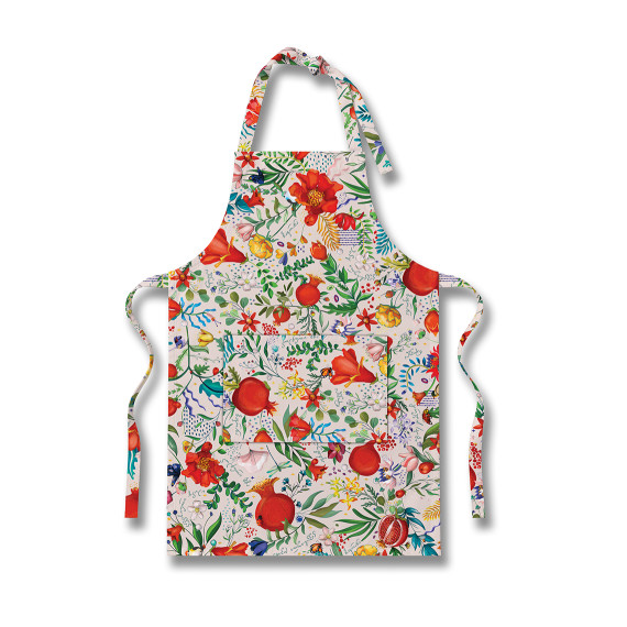 Apron - Pomegranates garden - White
