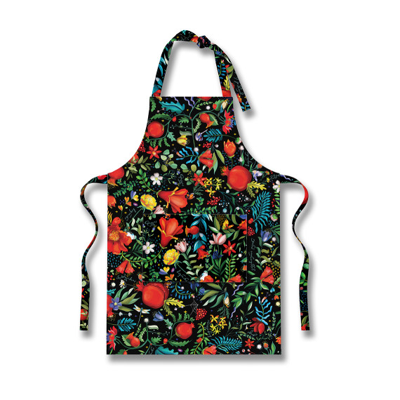 Apron - Pomegranates garden - Black