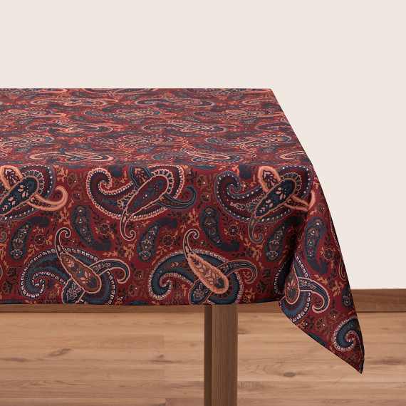 Tablecloth - Paisley - Red, Material: Polyester, Size: 140x140