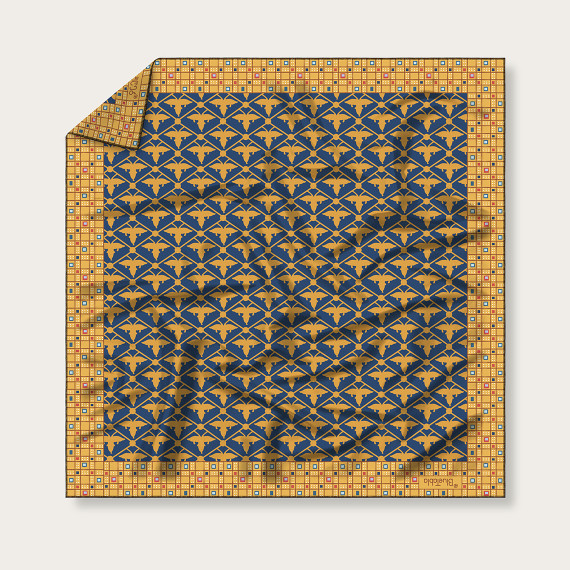 აბრეშუმის შარფი - მარიამ-მართა - ყვითელი, შარფის ზომა: 65 x 65სმ, 2 სურათი